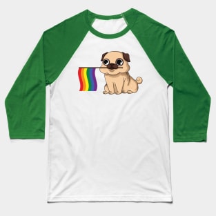 Pride LGBT Gay Bi Lesbian Transgender Pug Rainbow Flag Baseball T-Shirt